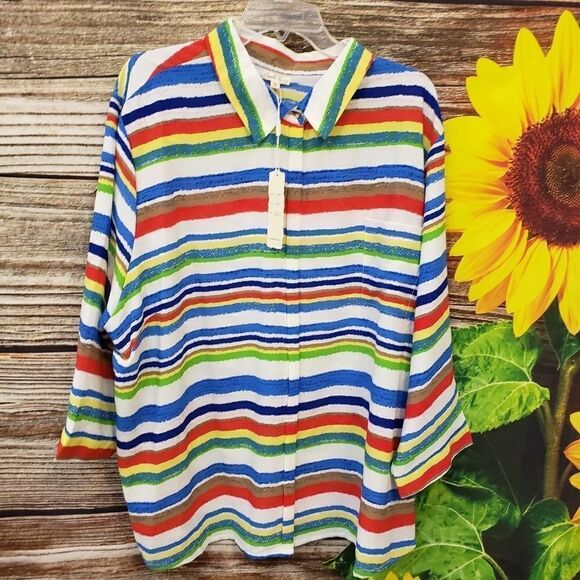 Antilia Femme multicolored mid Sleeve top 3X NWT - Picture 1 of 6